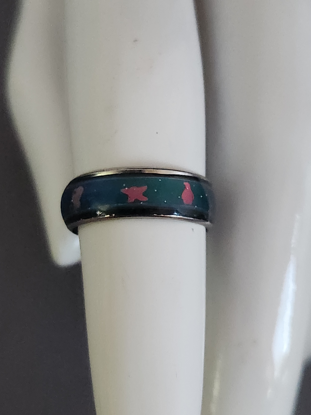 Mood Ring Band Ring with Contrasring Ocean Inlays